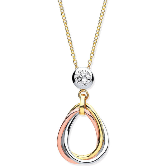 Y, White & Rose Gold Teardrop Tubes Pendant On 18" Chain
