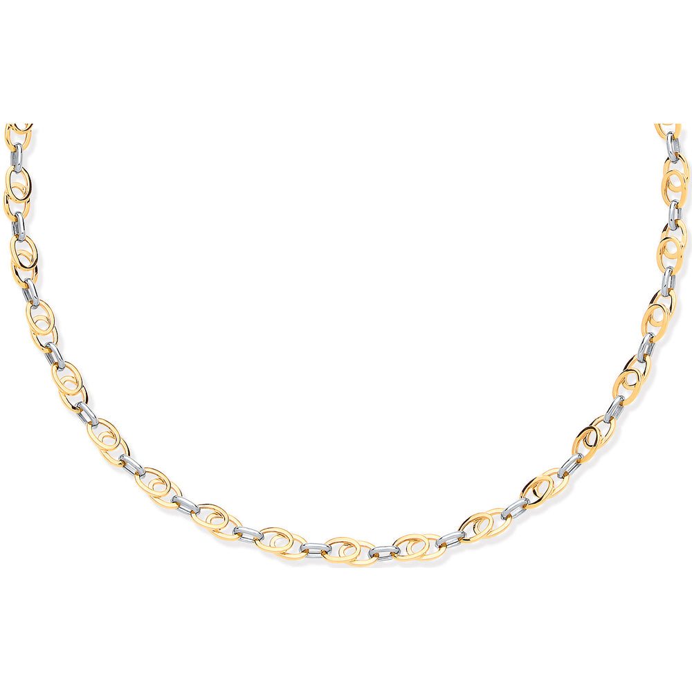 Yellow, White Gold Oval Tubes 18" Necklace