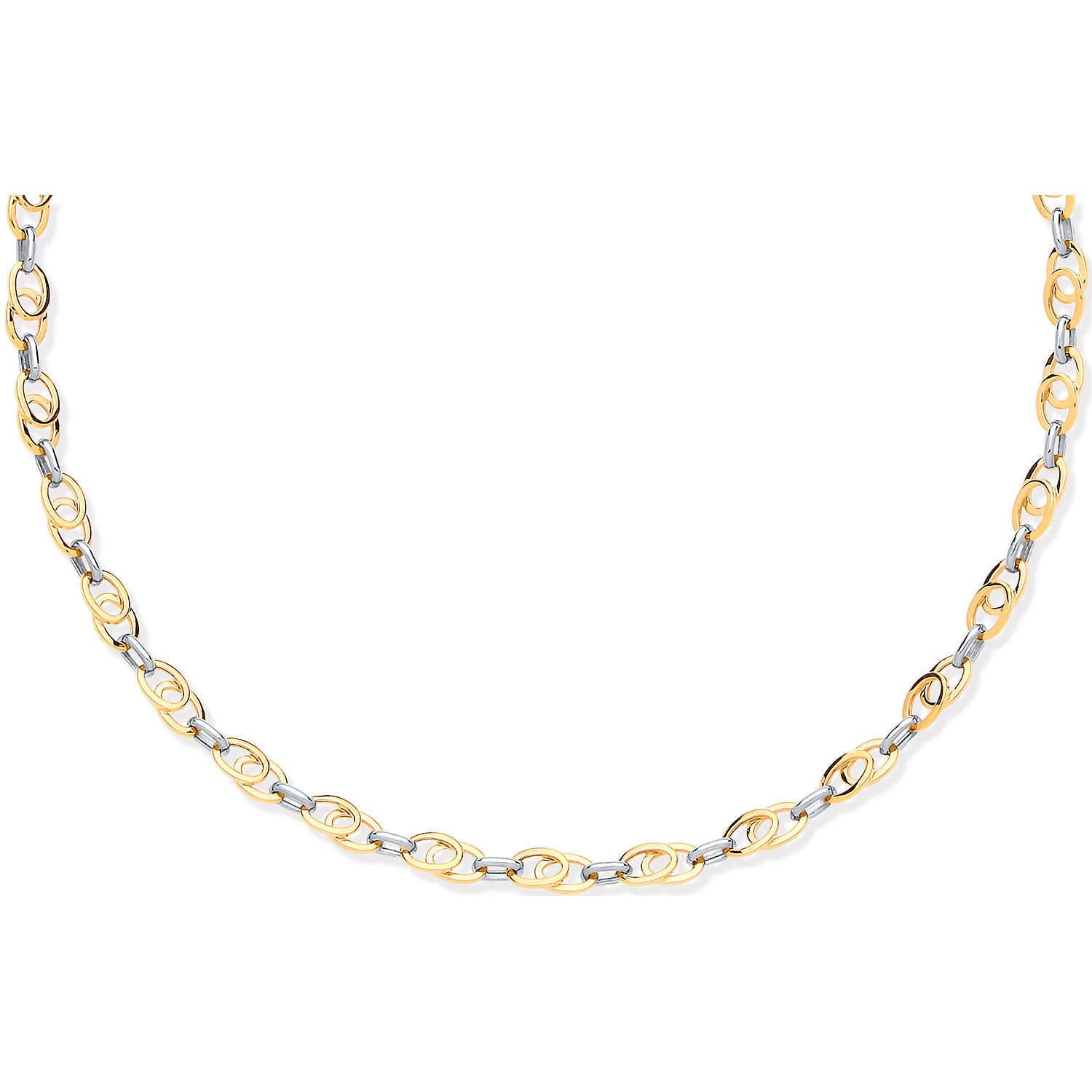 Yellow, White Gold Oval Tubes 18" Necklace