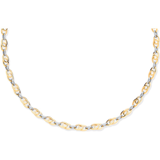Yellow, White Gold Oval Tubes 18" Necklace