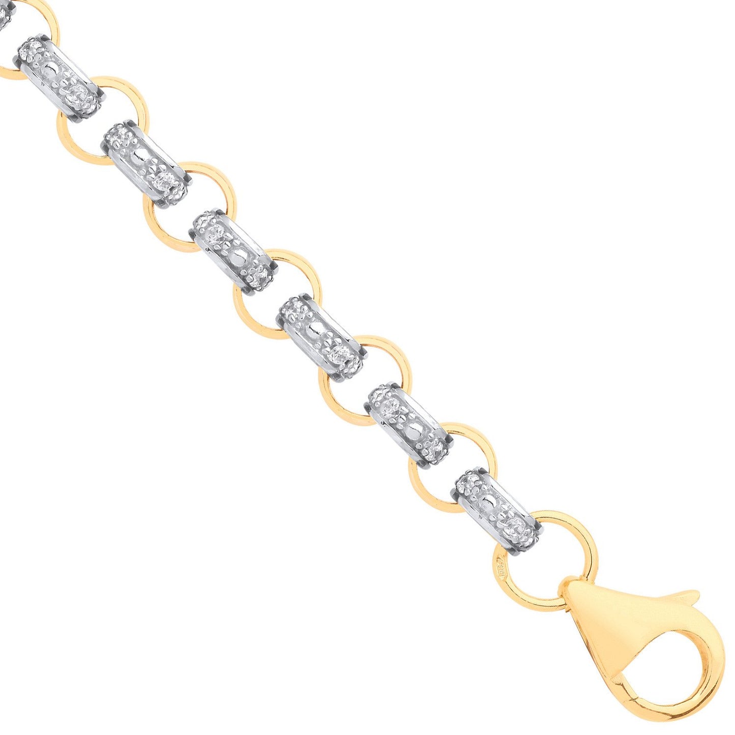 Yellow Gold Cubic Zirconia Round 6.0mm Belcher Chain