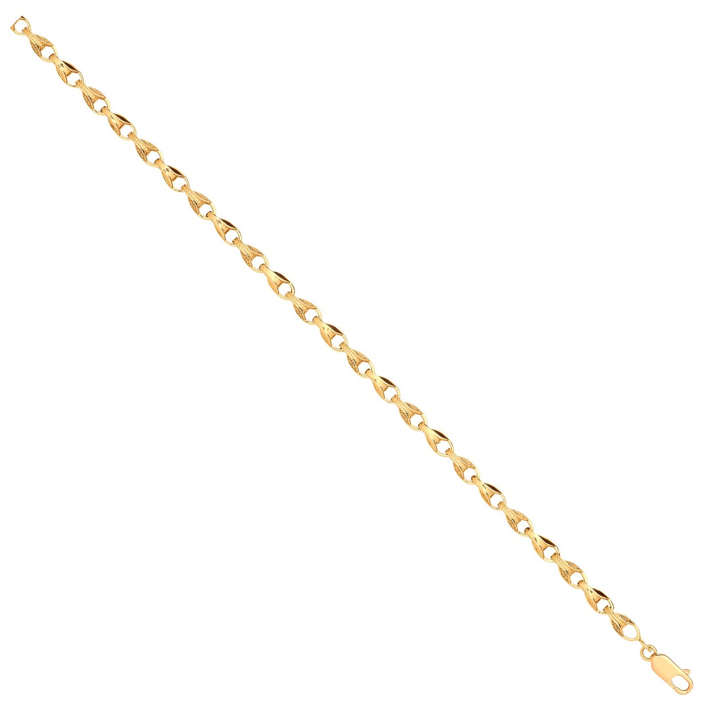 Yellow Gold Plain And Engraved 5mm Tulip Chain