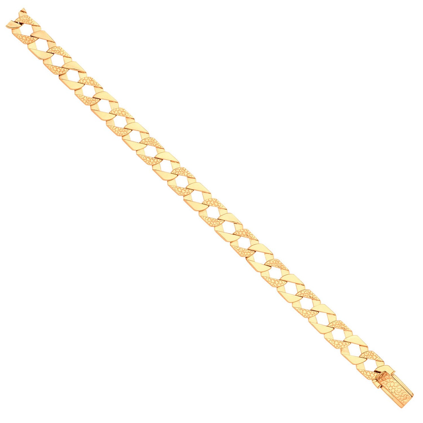 Yellow Gold Plain & Nugget 10.5mm Link Flat Curb Chain