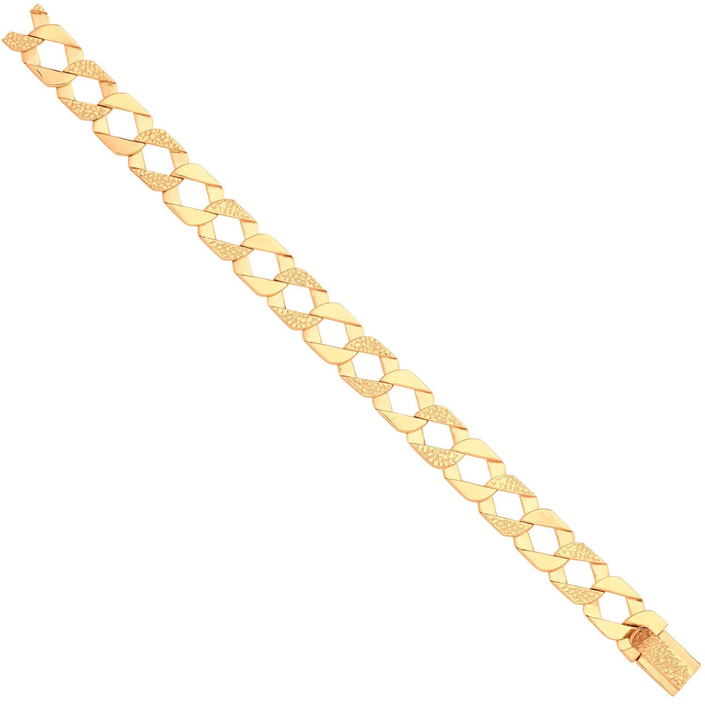 Yellow Gold Plain & Nugget 13mm Link Flat Curb Chain