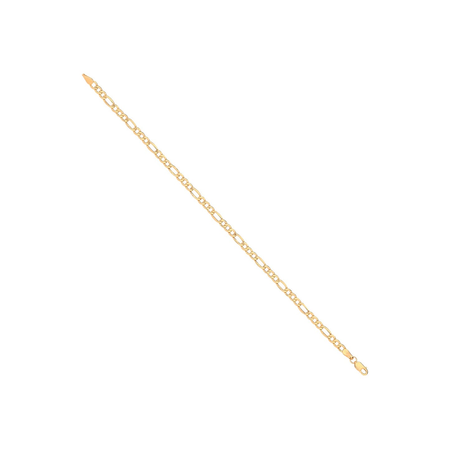 14ct Yellow Gold Hollow Beveled Figaro 3.4mm Chain