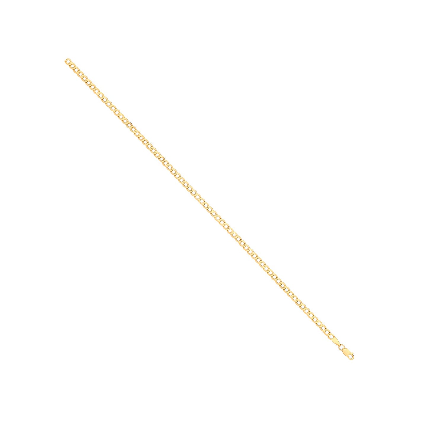 14ct Yellow Gold Hollow Beveled Curb 3.5mm Chain