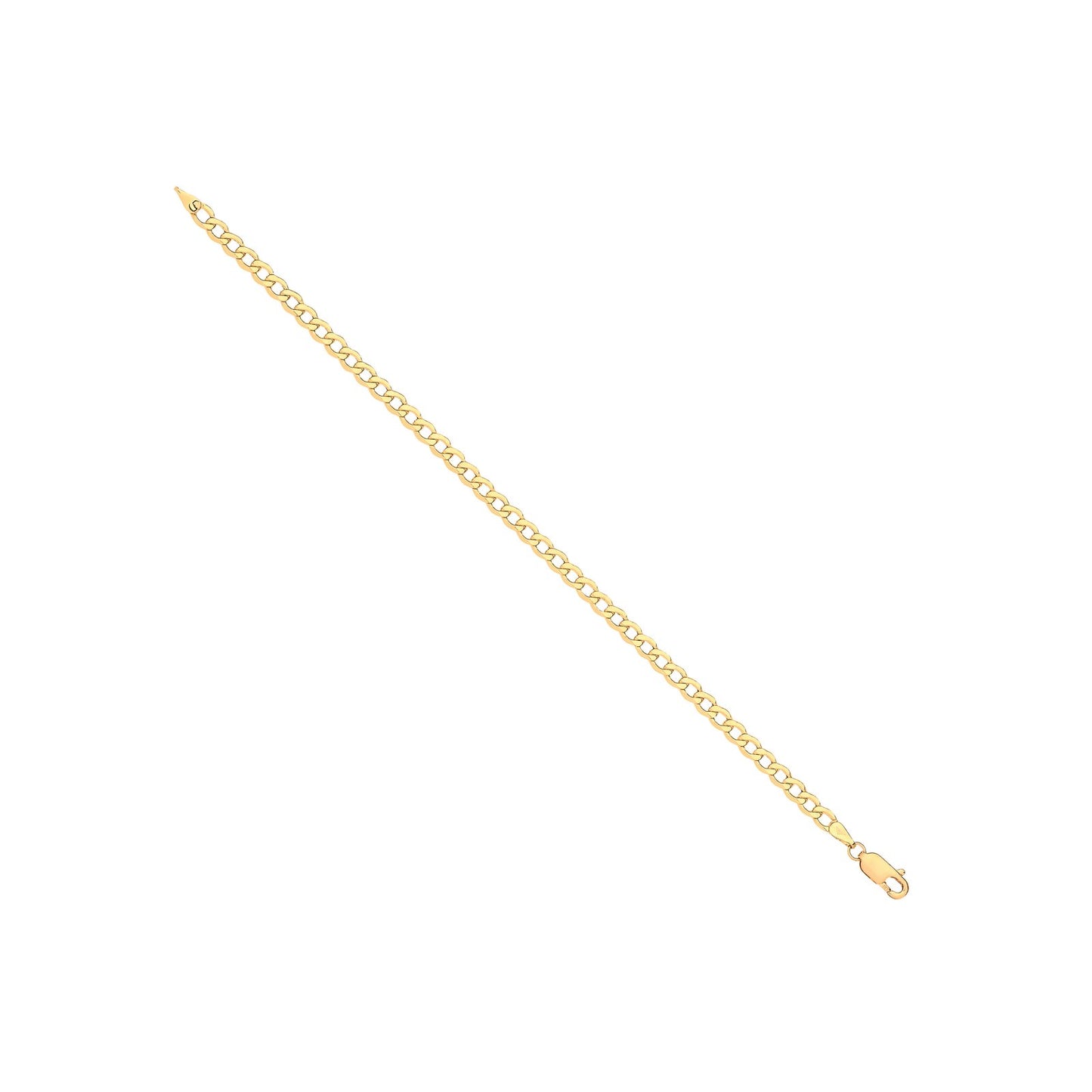 14ct Yellow Gold Hollow Beveled Curb 4.0mm Chain