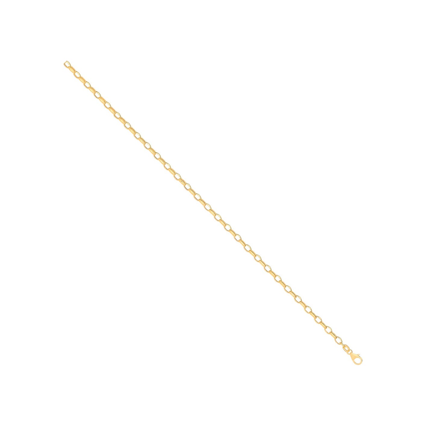 14ct Yellow Gold Hollow Oval Faceted Belcher 3.5mm Chain