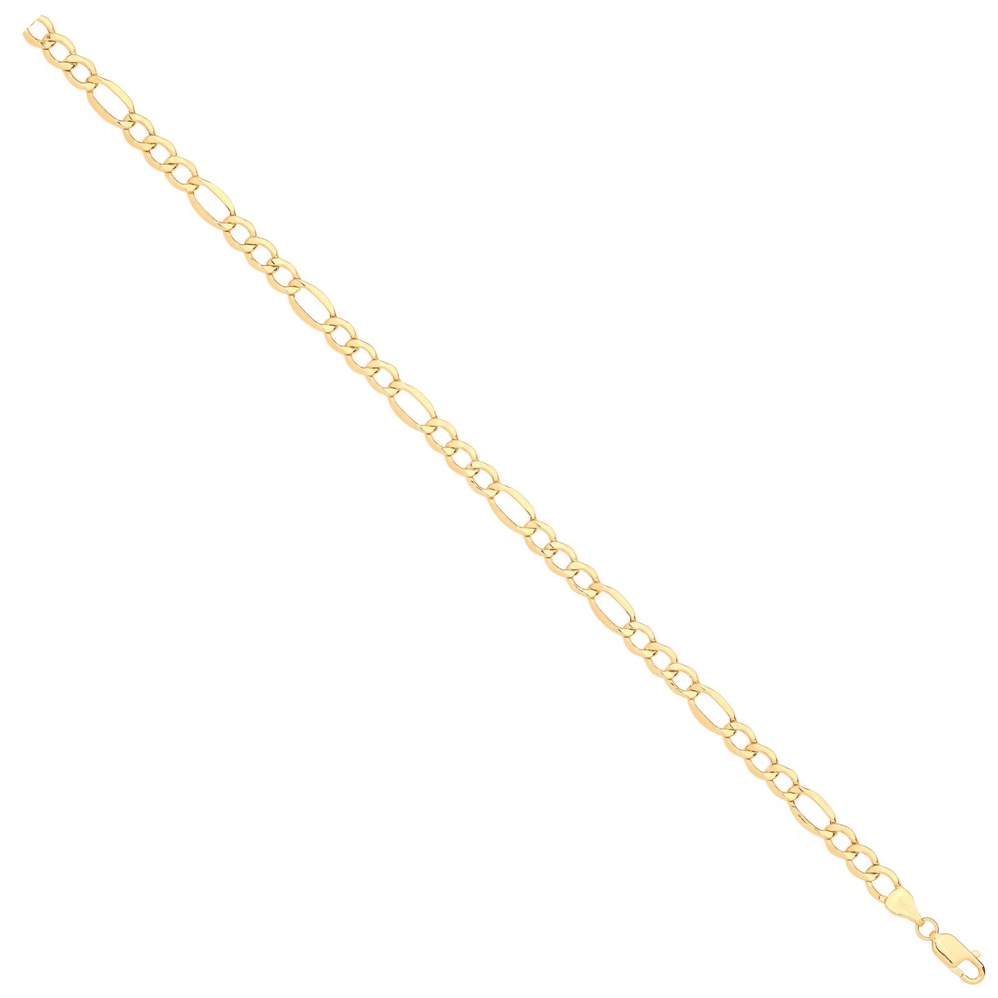 14ct Yellow Gold Hollow Beveled Figaro 5.0mm Chain