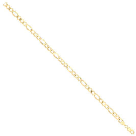 14ct Yellow Gold Hollow Beveled Figaro 5.0mm Chain