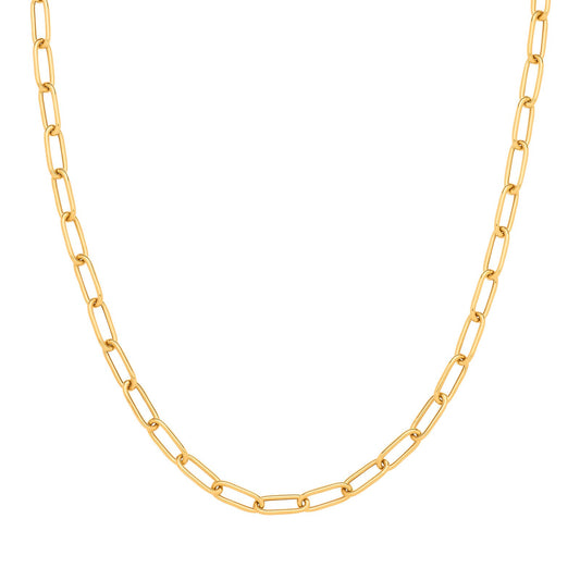 Yellow Gold Big Paper Clip Hollow Necklace/bracelet