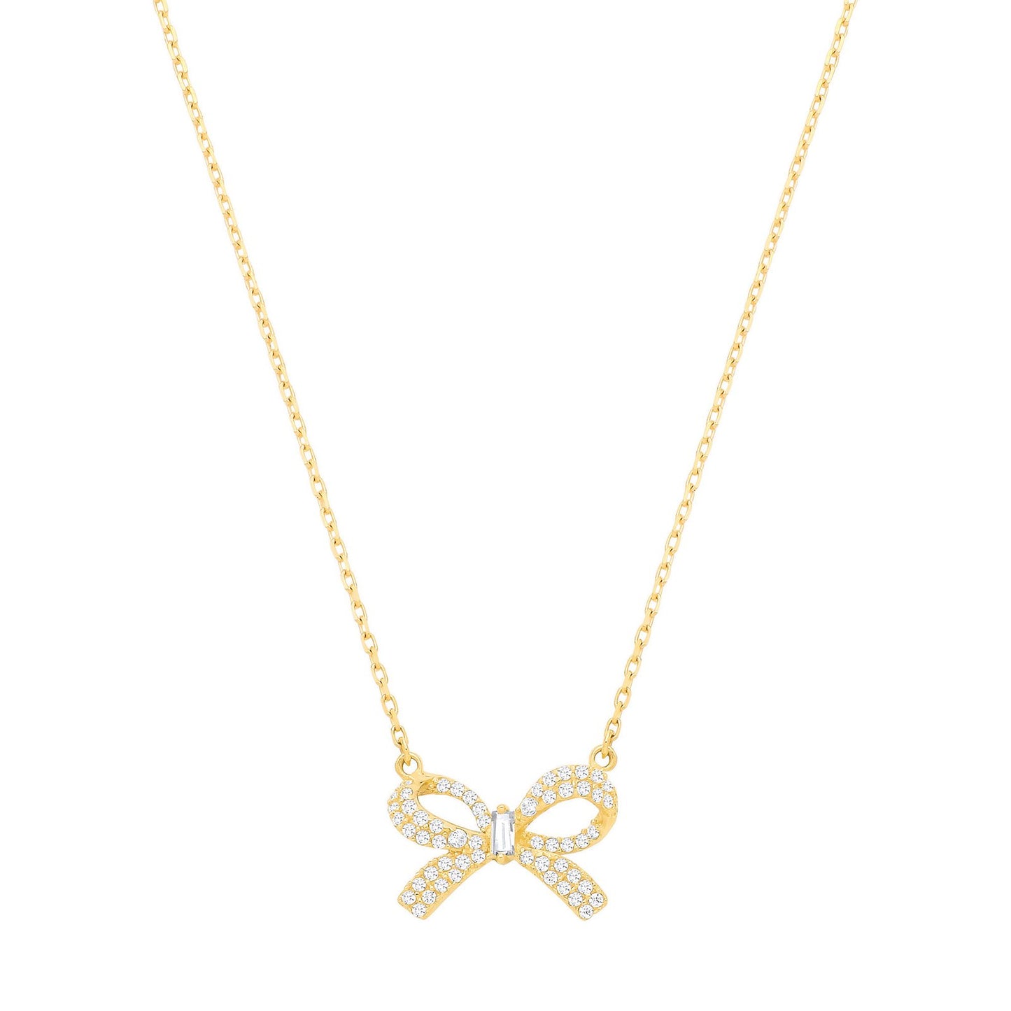 Yellow Gold Cubic Zirconia Bow Chain
