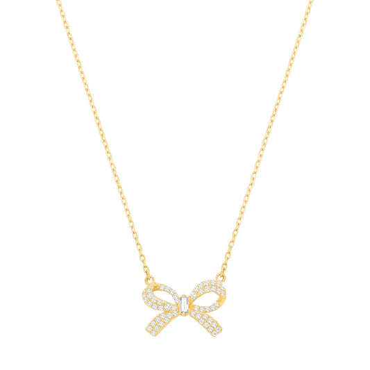 Yellow Gold Cubic Zirconia Bow Chain