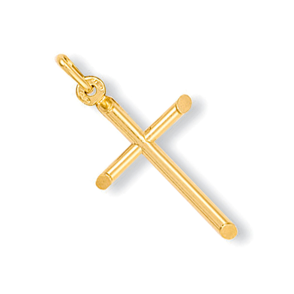 Yellow Gold Round Tubed Cross – product view
