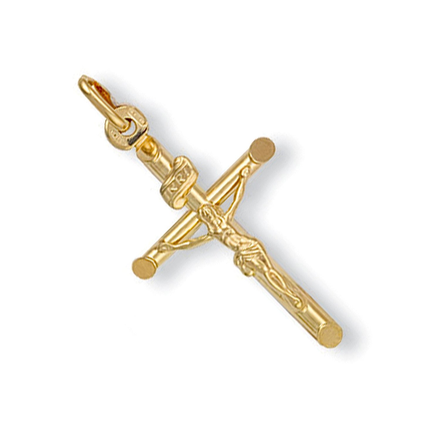 Yellow Gold Round Tube Crucifix
