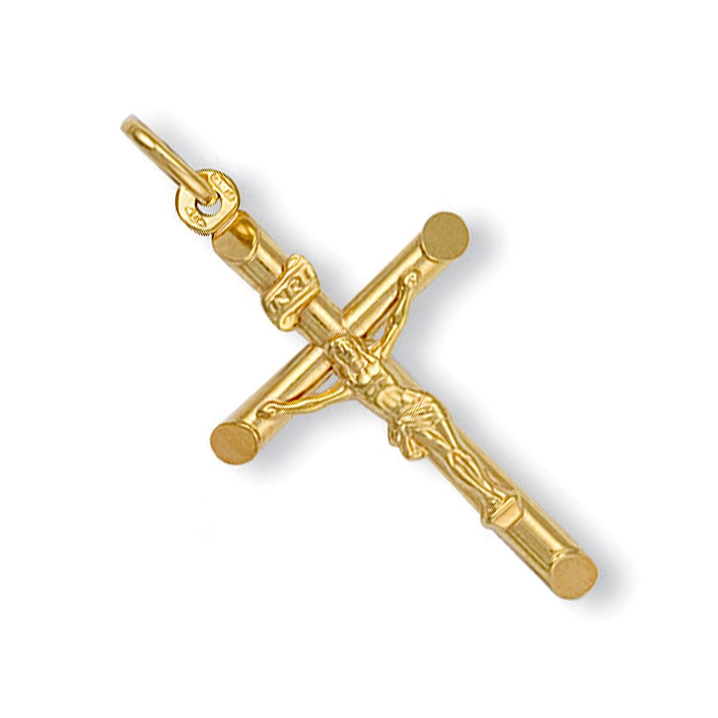 Yellow Gold Round Tube Crucifix