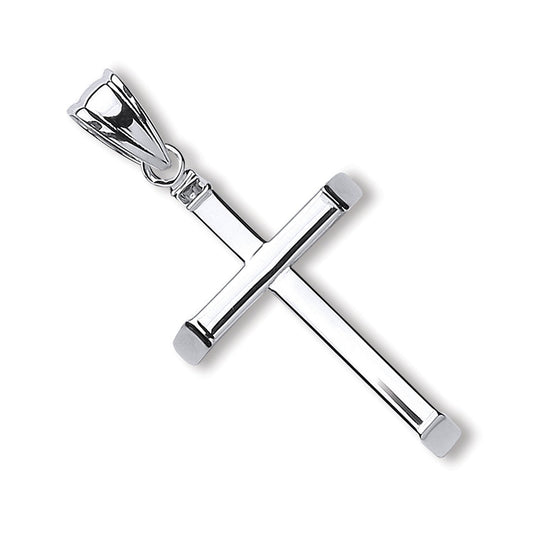 White Gold Plain Hollow Cross