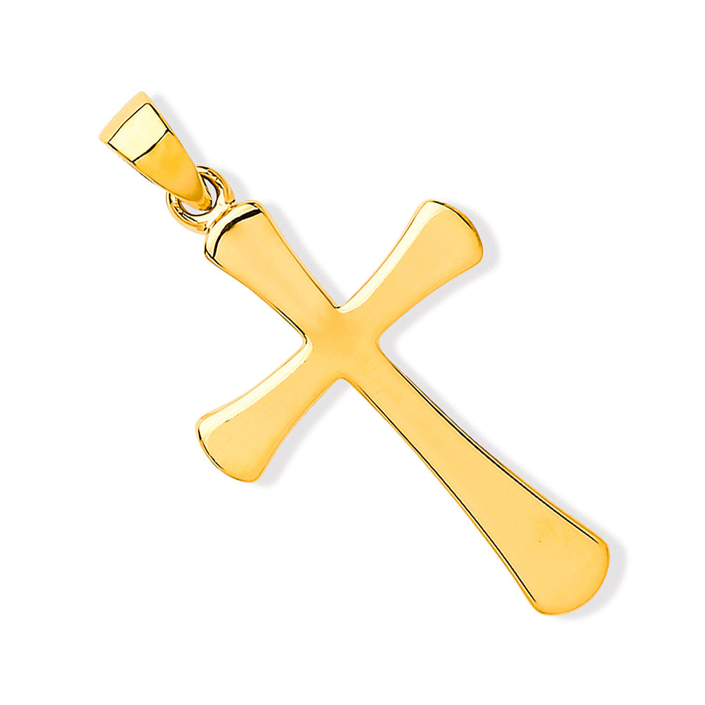 Yellow Gold Oval Ends Plain Cross