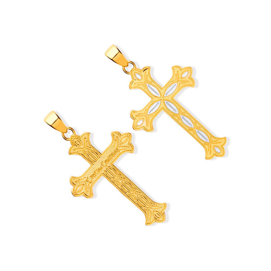 Y&white Gold Russian Orthodox Cross