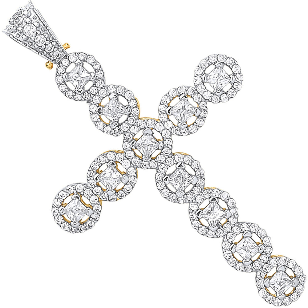 Yellow Gold P/C Cubic Zirconia Halo Style Setting Cross – product view