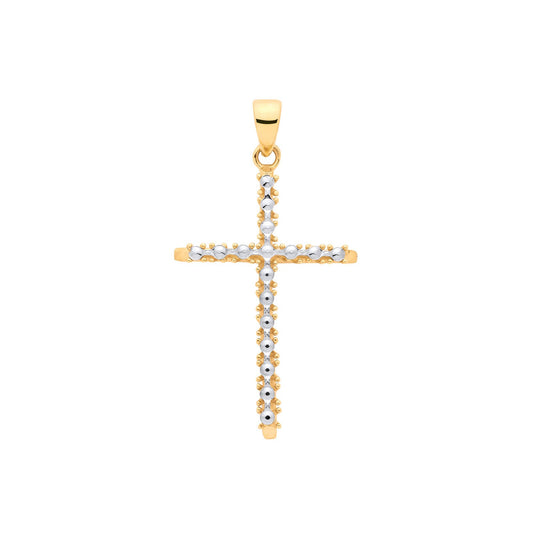 Yellow & White Gold With Illusion D/c Plate Cross