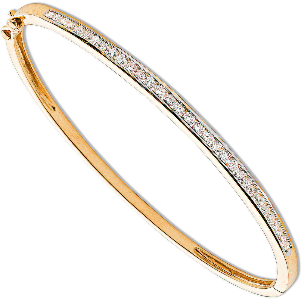 9ct Yellow Gold 1.00ct Channel Set Diamond Bangle