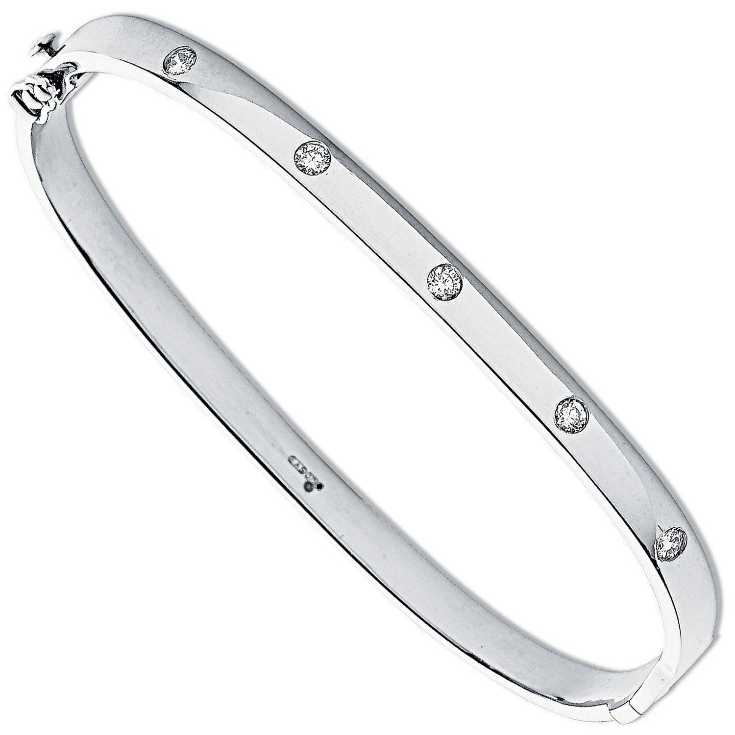 9ct White Gold 0.20ct 5 Stone Diamond Bangle - Luxury Watch - Certified Authentic - Swiss Mad – Luxury Watch by Imperi