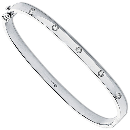 9ct White Gold 0.20ct 5 Stone Diamond Bangle - Luxury Watch - Certified Authentic - Swiss Mad – Luxury Watch by Imperi