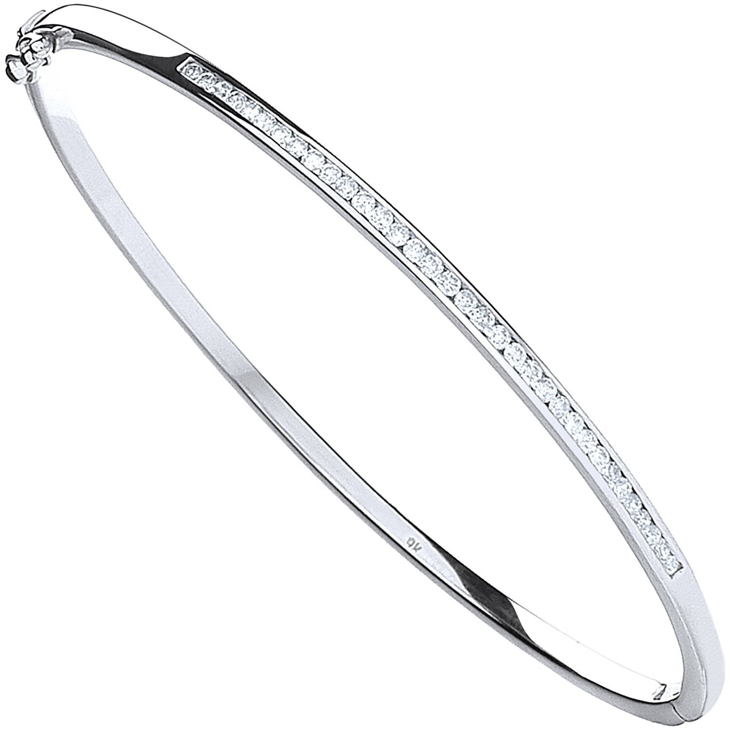 9ct White Gold 0.50ct Channel Set Diamond Bangle - Luxury Watch - Certified Authentic – Luxury Watch by Imperial Time