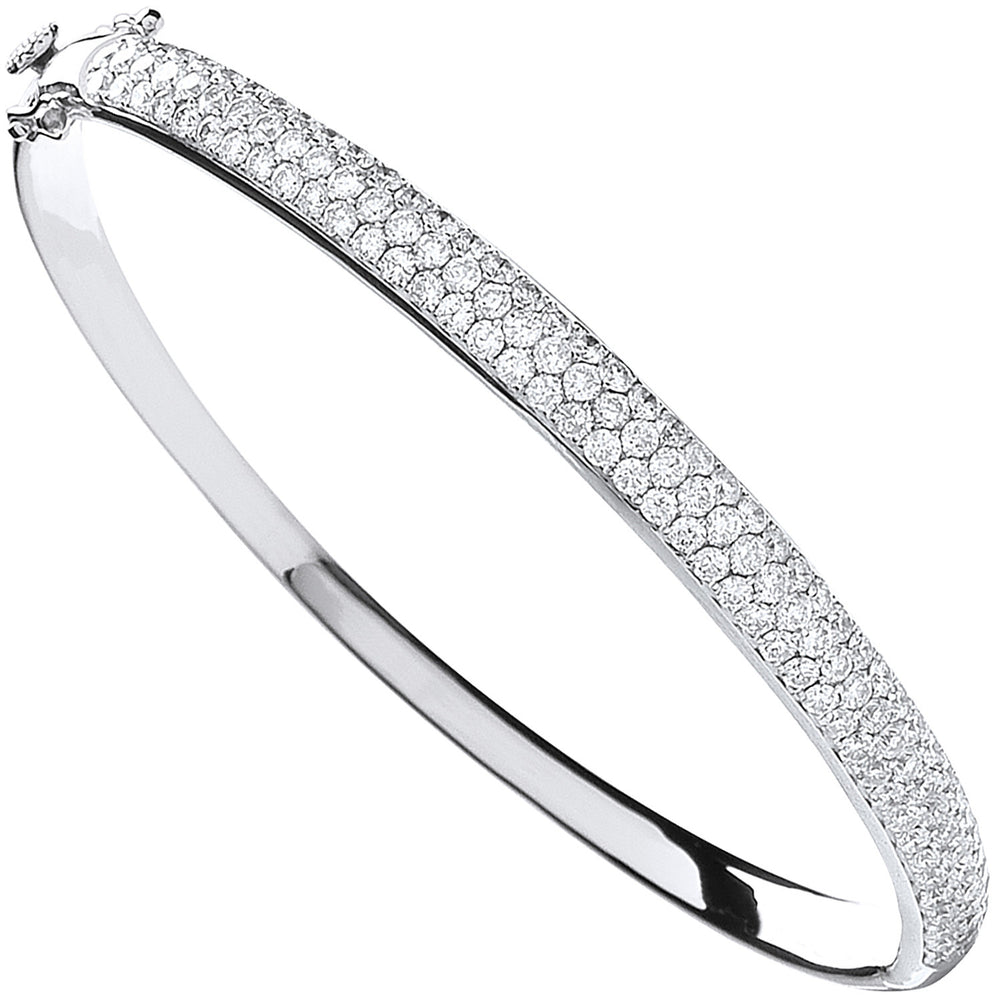 18ct White Gold 3.15ct Pave Set Diamond Bangle – product view