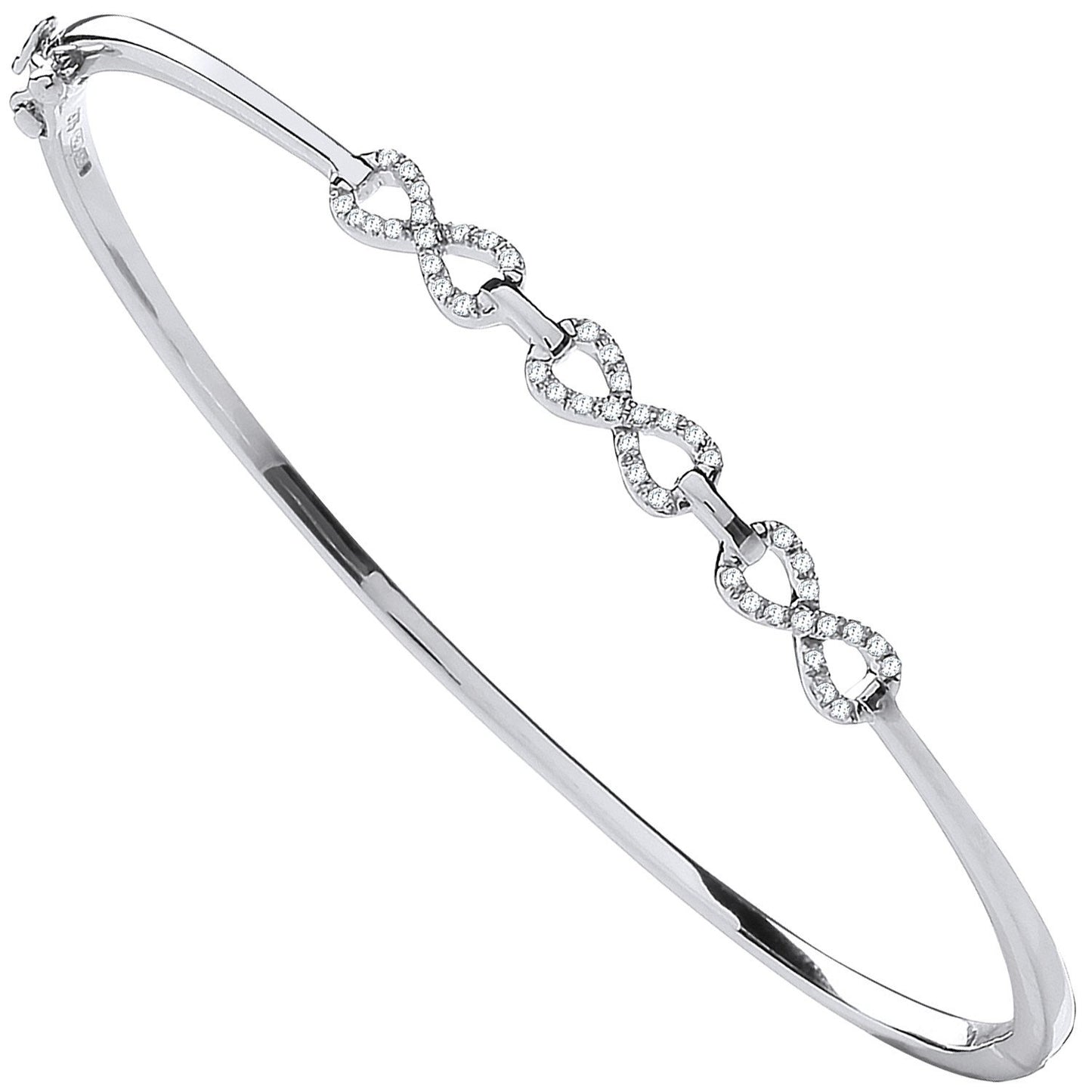 9ct White Gold 0.15ctw Small Infinity Diamond Bangle - Luxury Watch - Certified Authentic – Luxury Watch by Imperial T
