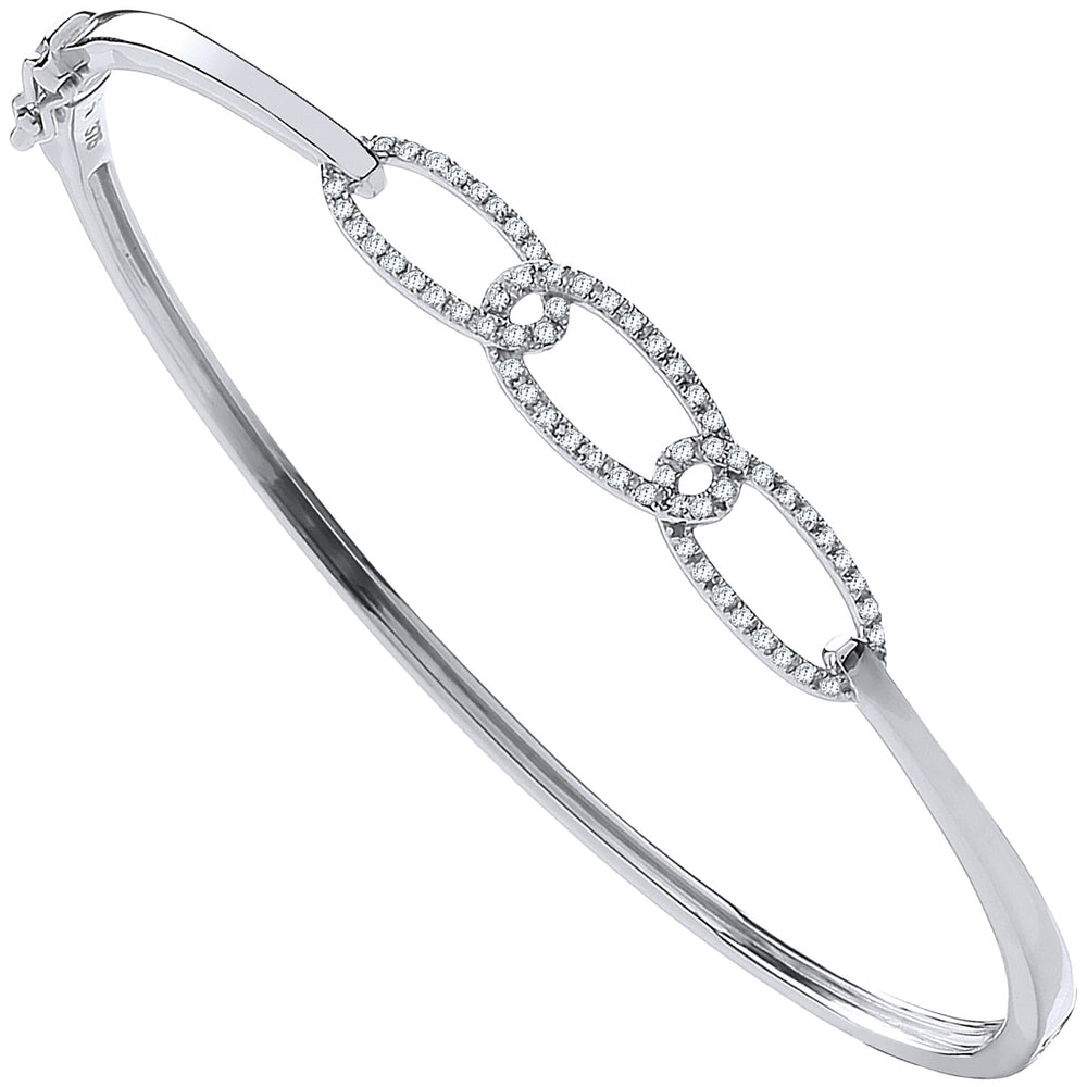 9ct White Gold 0.20ctw Chain-Link Diamond Bangle