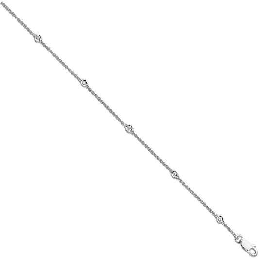 18ct White Gold 0.20ct Diamond By The Yard Rubover Bracelet
