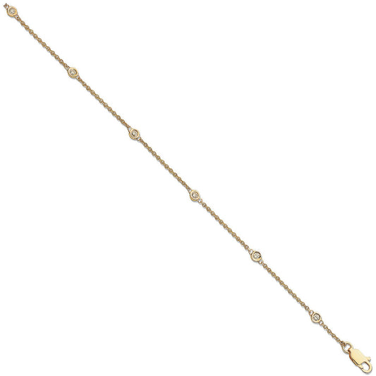 18ct Yellow Gold 0.20ct Diamond By The Yard Rubover Bracelet