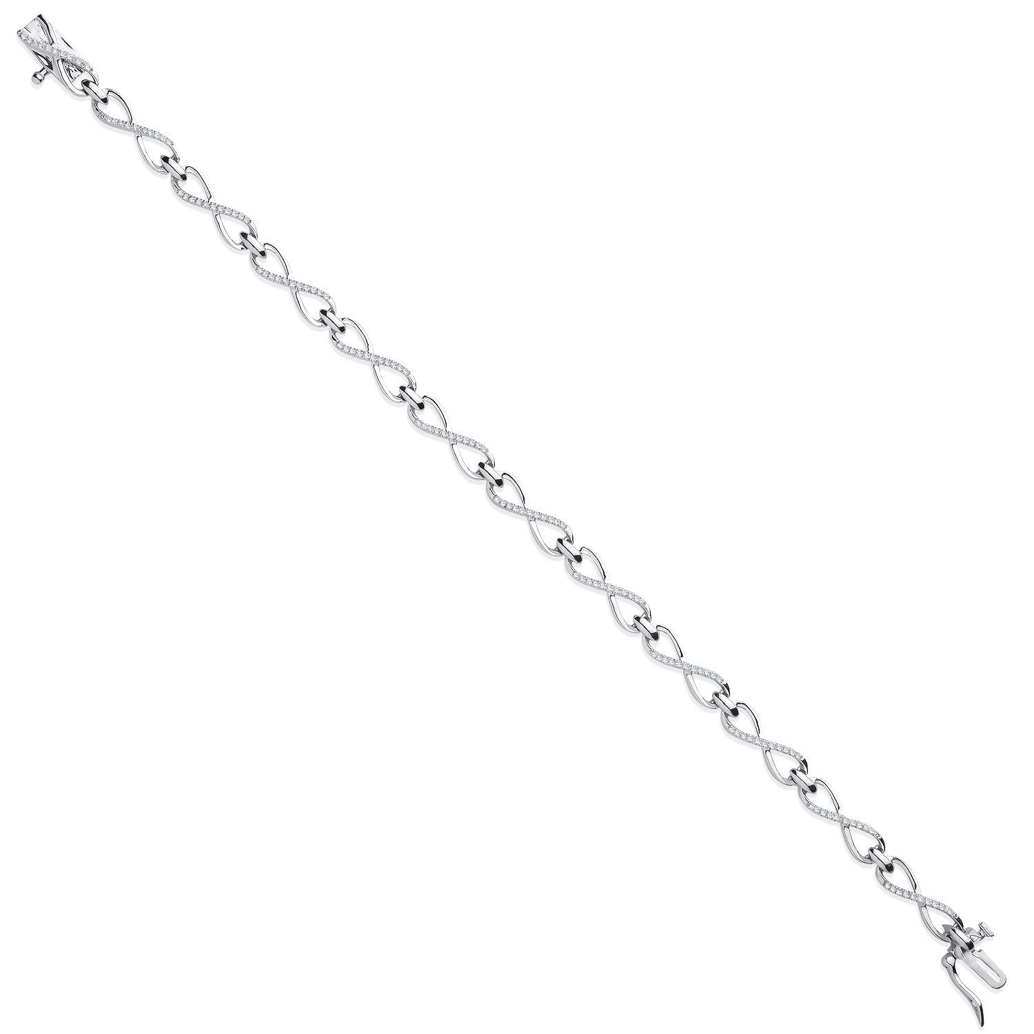 9ct White Gold 0.25ct Diamond Infinity Link Bracelet - Fine Bracelet - Certified Authentic – Luxury Jewellery by Imper