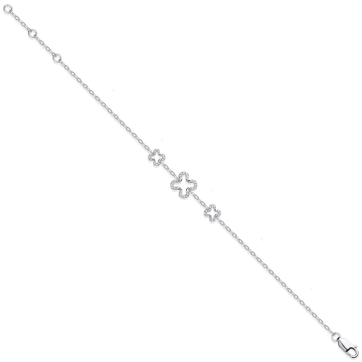 9ct White Gold Four Leaf Clover 0.11ctw Diamond Bracelet - Fine Bracelet - Certified Authenti – Luxury Jewellery by Im