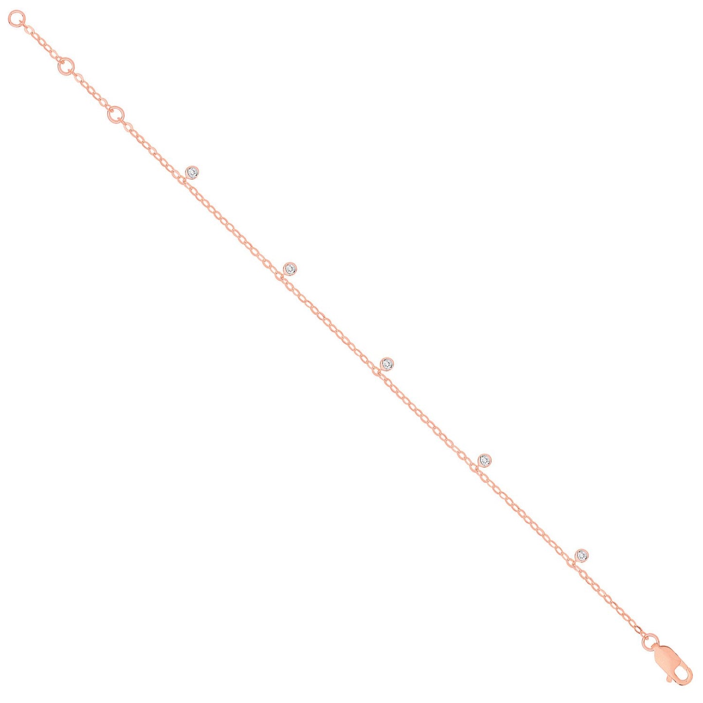 9ct Rose Gold Rub-Over 0.10ctw Diamond Bracelet - Fine Bracelet - Certified Authentic – Luxury Jewellery by Imperial T
