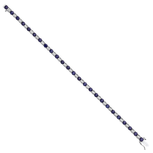 18ct White Gold 0.54ct Diamond & 5.30ct Sapphire Bracelet