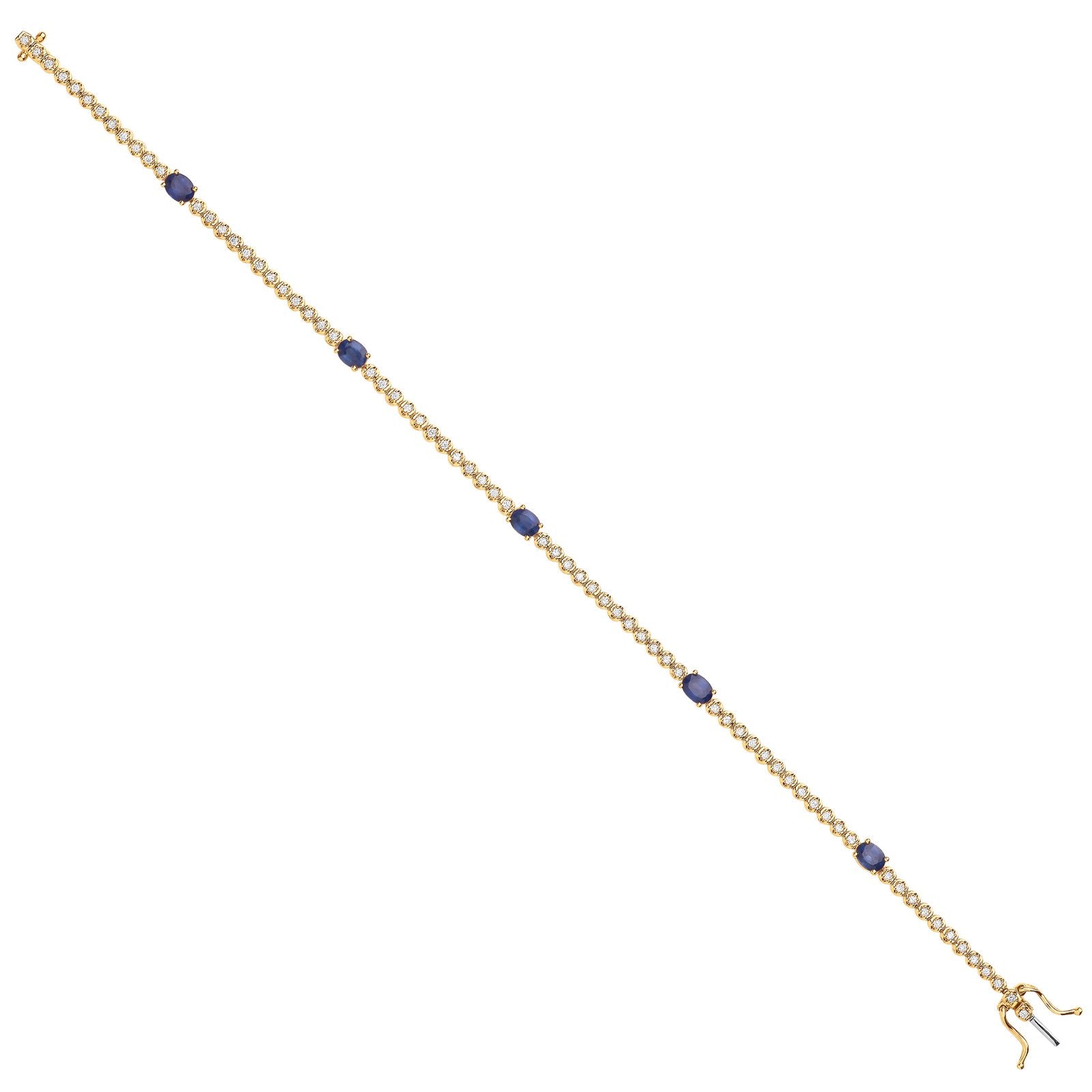 9ct Yellow Gold Bracelet 0.40ct Diamond 1.15ct Sapphire - Fine Bracelet - Certified Authentic – Luxury Jewellery by Im