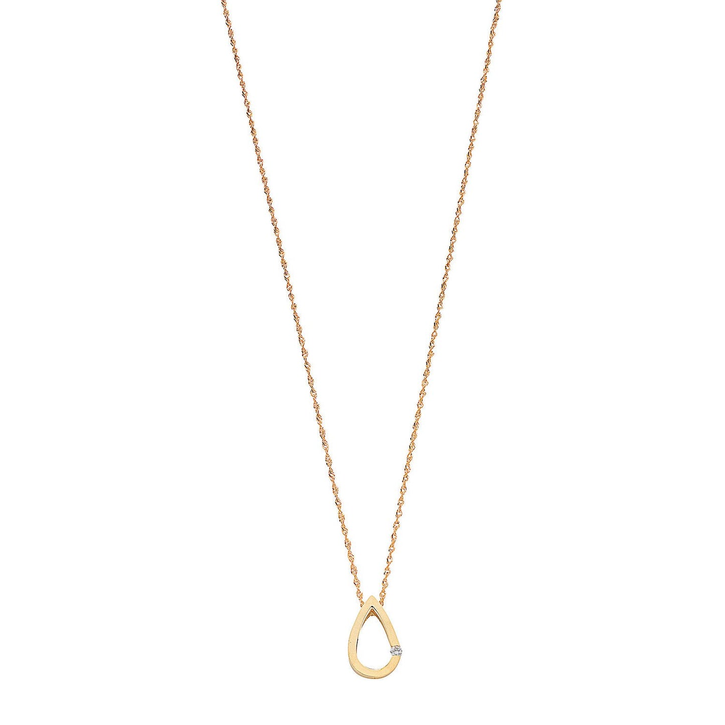 9ct Yellow Gold 0.04ct Diamond Tear Drop Pendant with 18in/45cm Chain - Fine Necklace – Luxury Jewellery by Imperial T