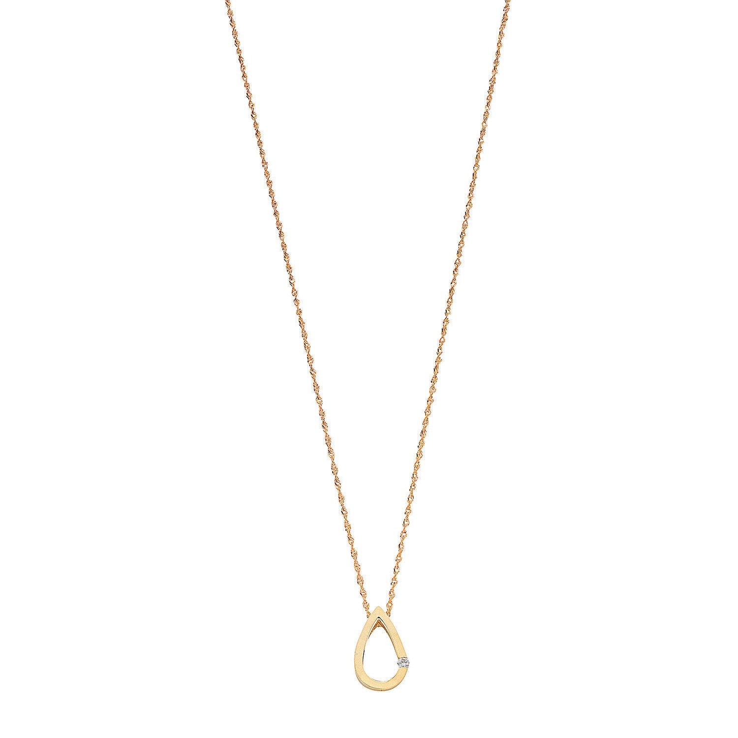 9ct Yellow Gold 0.04ct Diamond Tear Drop Pendant with 18in/45cm Chain - Fine Necklace – Luxury Jewellery by Imperial T
