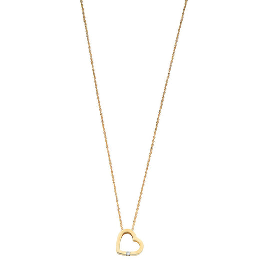 9ct Yellow Gold 0.04ct Diamond Heart Pendant with 18in/45cm Chain - Fine Necklace - Certified – Luxury Jewellery by Im