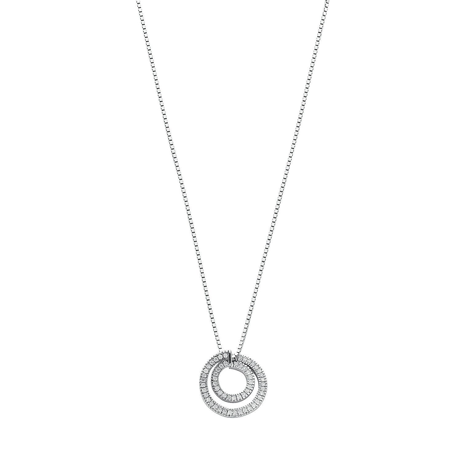 9ct White Gold 0.31ct Diamond Circle Pendant with 18in/45cm Chain - Fine Necklace - Certified – Luxury Jewellery by Im