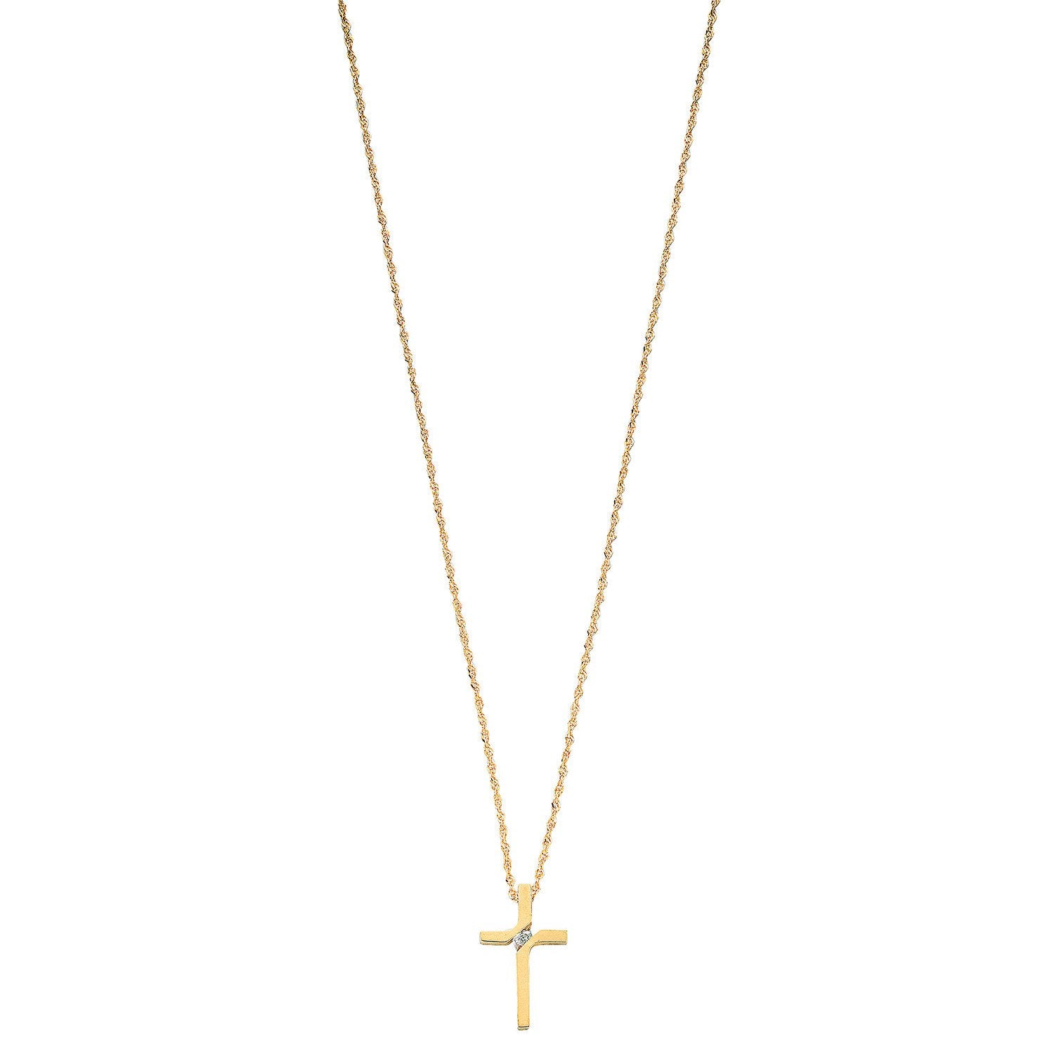 9ct Yellow Gold 0.04ct Diamond Cross Pendant with 18in/45cm Chain - Fine Necklace - Certified – Luxury Jewellery by Im