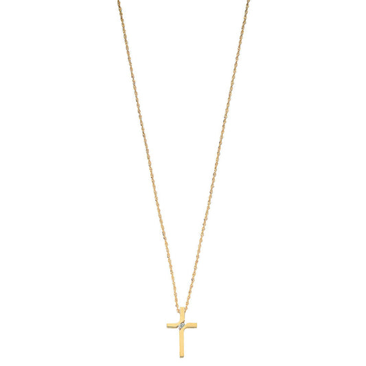 9ct Yellow Gold 0.04ct Diamond Cross Pendant with 18in/45cm Chain - Fine Necklace - Certified – Luxury Jewellery by Im