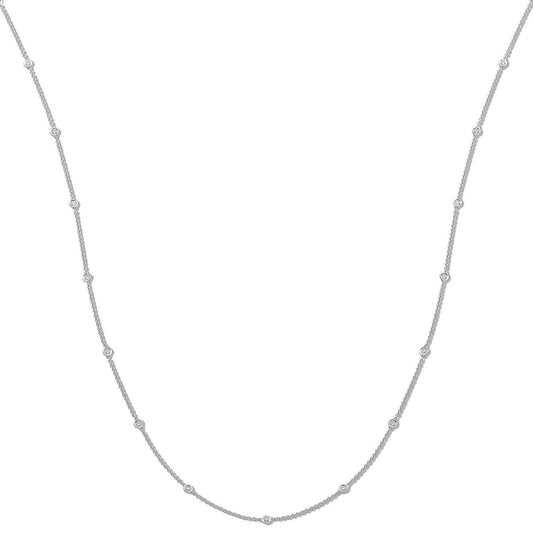 18ct White Gold 1.00ct Diamond By The Yard Necklace (36in/91cm)