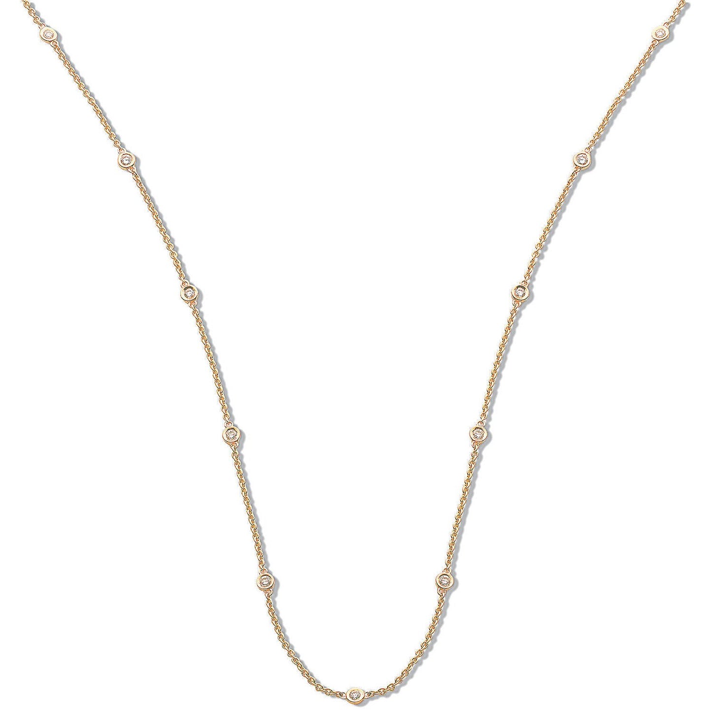 18ct Yellow Gold 0.50ct Diamond By The Yard Necklace (18in/45cm)