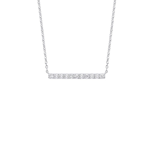 9ct White Gold 0.20ct Diamond Bar Necklace (Chain 17") - Fine Necklace - Certified Authentic – Luxury Jewellery by Imp