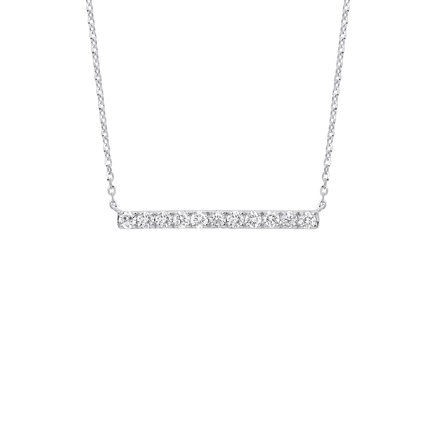 9ct White Gold 0.33ct Diamond Bar Necklace (18in/45cm) Chain - Fine Necklace - Certified Auth – Luxury Jewellery by Im