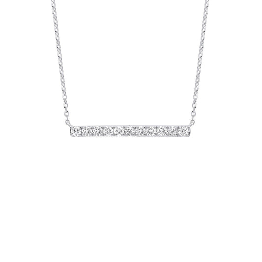 9ct White Gold 0.33ct Diamond Bar Necklace (18in/45cm) Chain - Fine Necklace - Certified Auth – Luxury Jewellery by Im